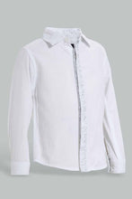 تنزيل الصورة على معرض الصور، Redtag-White-Long-Sleeve-Shirt-With-Floral-Print-On-Placket-Casual-Shirts-Infant-Boys-3 to 24 Months
