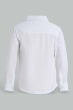 تنزيل الصورة على معرض الصور، Redtag-White-Long-Sleeve-Shirt-With-Floral-Print-On-Placket-Casual-Shirts-Infant-Boys-3 to 24 Months
