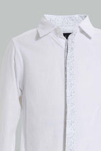 تنزيل الصورة على معرض الصور، Redtag-White-Long-Sleeve-Shirt-With-Floral-Print-On-Placket-Casual-Shirts-Infant-Boys-3 to 24 Months
