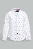 Redtag-White-Bike-Printed-Long-Sleeve-Shirt-With-Roll-Up-Casual-Shirts-Infant-Boys-3 to 24 Months