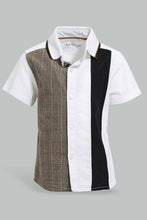 تنزيل الصورة على معرض الصور، Redtag-Brown-And-White-Cut-And-Sew-Shirt-And-Short-Set-Sets-Infant-Boys-3 to 24 Months
