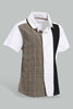 Redtag-Brown-And-White-Cut-And-Sew-Shirt-And-Short-Set-Sets-Infant-Boys-3 to 24 Months