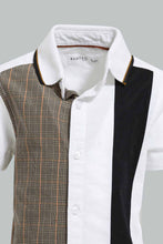 تنزيل الصورة على معرض الصور، Redtag-Brown-And-White-Cut-And-Sew-Shirt-And-Short-Set-Sets-Infant-Boys-3 to 24 Months
