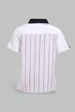 تنزيل الصورة على معرض الصور، Redtag-Pink-Striped-Shirt-With-Rib-Collar-And-Short-Set-Sets-Infant-Boys-3 to 24 Months
