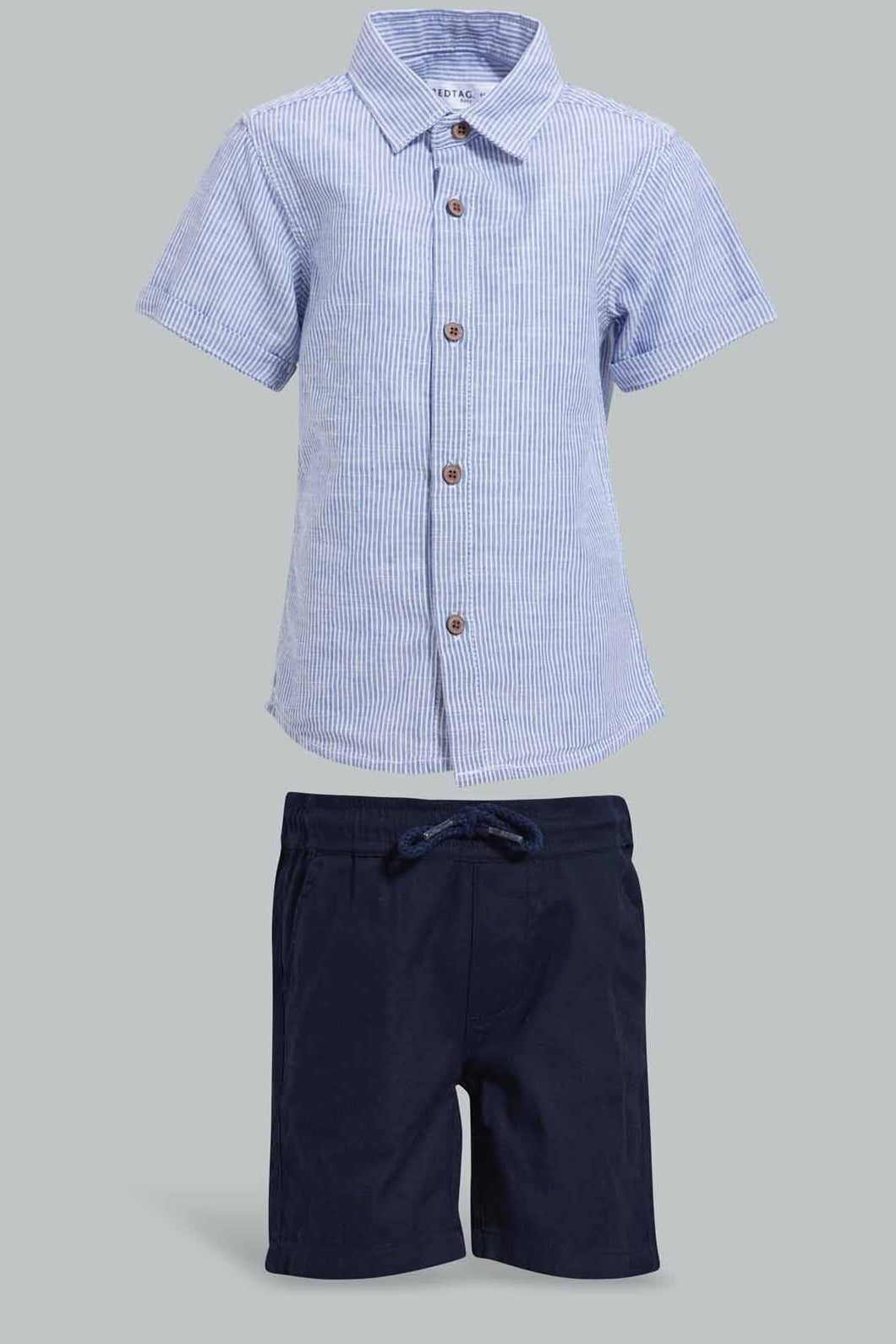 Redtag-Blue-Short-Shirt-And-Navy-Bottom-With-Suspender-Set-Sets-Infant-Boys-3 to 24 Months