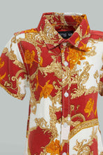 Load image into Gallery viewer, Redtag-Red-And-Gold-Pasley-Printed-Woven-ShorT-Shirt-And-Short-Set-Sets-Infant-Boys-3 to 24 Months
