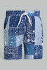 Redtag-Blue-Check-And-Pasley-Printed-Shirt-And-Short-Set-Sets-Infant-Boys-3 to 24 Months