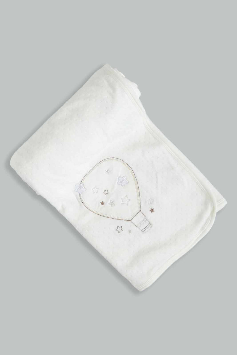 Redtag-White-Baloon-Double-Sided-Blanket-Baby-Blankets-Baby-0 to 12 Months