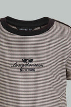 Load image into Gallery viewer, Redtag-Brown-Checked-Top-And-Bottom-Short-Set-Sets-Infant-Boys-3 to 24 Months
