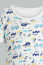 Load image into Gallery viewer, Redtag-Blue-And-White-Scooter--2-Piece-Pack-Romper-Rompers-Baby-0 to 12 Months
