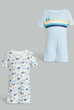 Load image into Gallery viewer, Redtag-Blue-And-White-Scooter--2-Piece-Pack-Romper-Rompers-Baby-0 to 12 Months
