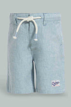 تنزيل الصورة على معرض الصور، Redtag-Blue-Dobby-Short-Chino-Shorts-Infant-Boys-3 to 24 Months
