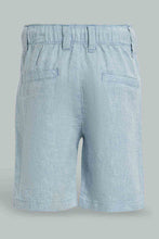 تنزيل الصورة على معرض الصور، Redtag-Blue-Dobby-Short-Chino-Shorts-Infant-Boys-3 to 24 Months
