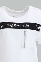 تنزيل الصورة على معرض الصور، Redtag-White-Cut-And-Sew-Zipper-Tshirt-Plain-Infant-Boys-3 to 24 Months
