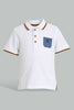 Redtag-White-Pique-Polo-With-Patch-On-Back-Plain-Infant-Boys-3 to 24 Months