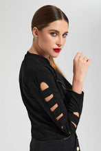 تنزيل الصورة على معرض الصور، Redtag-Black-Jacket-With-Zipper-And-Details-On-Sleeves-Jackets-Women&#39;s-
