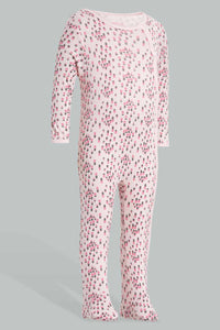 Redtag-Pink-Floral-2-Piece-Pack-Sleep-Suit-Sleepsuits-Baby-0 to 12 Months