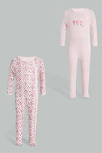 Load image into Gallery viewer, Redtag-Pink-Floral-2-Piece-Pack-Sleep-Suit-Sleepsuits-Baby-0 to 12 Months
