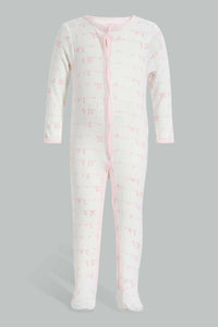 Redtag-White-And-Pink-Bunny-2-Piece-Pack-Sleep-Suit-Sleepsuits-Baby-0 to 12 Months