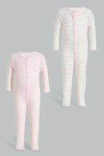 Load image into Gallery viewer, Redtag-White-And-Pink-Bunny-2-Piece-Pack-Sleep-Suit-Sleepsuits-Baby-0 to 12 Months
