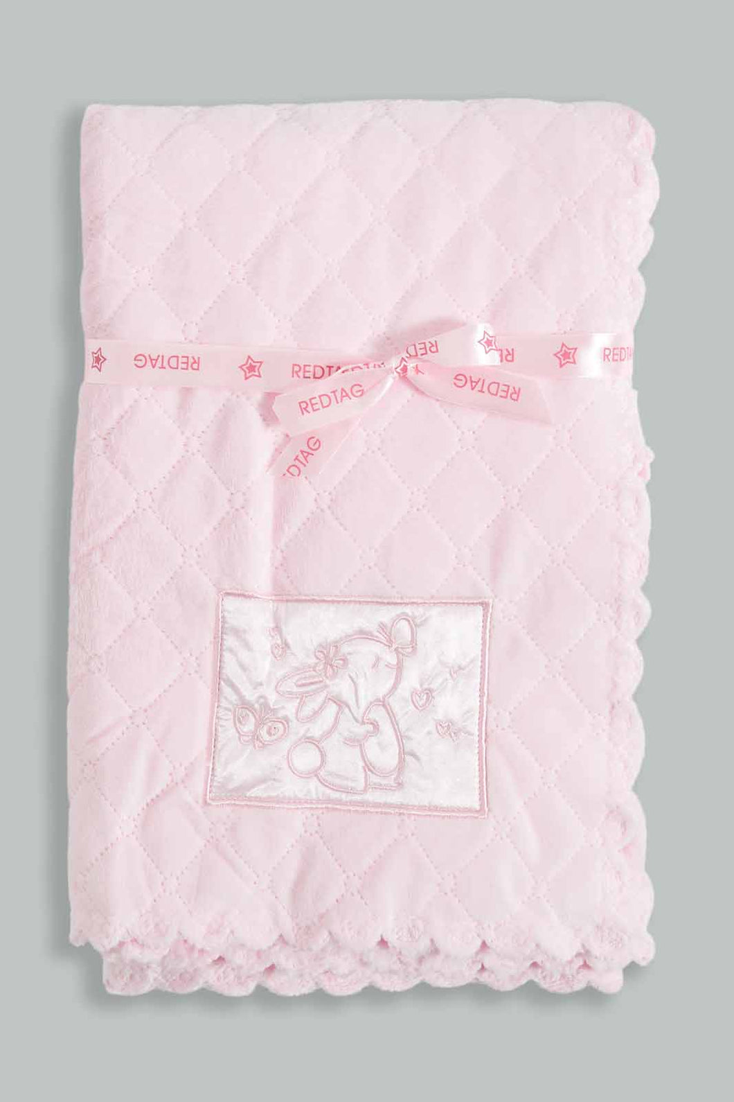 Redtag-Pink-Bunny-Quilted-Baby-Blanket-Category:Booties,-Colour:White,-Filter:Baby-(0-to-12-Mths),-NBF-Booties,-New-In,-New-In-NBF,-Non-Sale,-S22D,-Section:Kidswear-Baby-0 to 12 Months