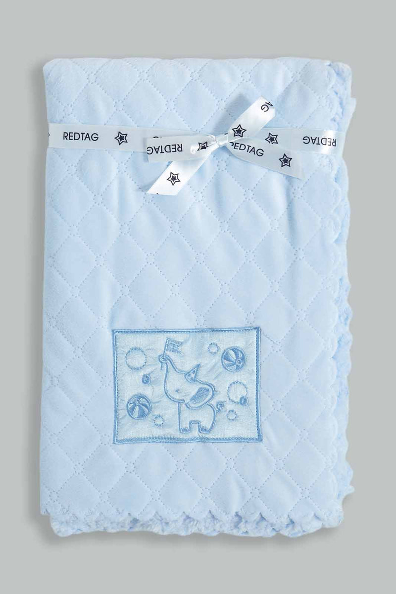 Redtag-Blue-Elephant-Quilted-Baby-Blanket-Category:Booties,-Colour:Grey,-Filter:Baby-(0-to-12-Mths),-NBF-Booties,-New-In,-New-In-NBF,-Non-Sale,-S22D,-Section:Kidswear-Baby-0 to 12 Months