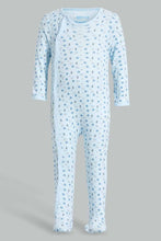 Load image into Gallery viewer, Redtag-Blue-Snail-2-Piece-Pack-Sleep-Suit-Rompers-Baby-0 to 12 Months
