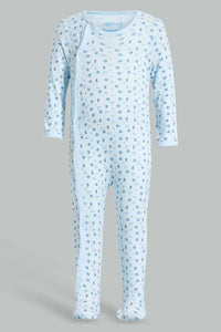 Redtag-Blue-Snail-2-Piece-Pack-Sleep-Suit-Rompers-Baby-0 to 12 Months