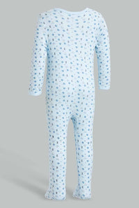 Redtag-Blue-Snail-2-Piece-Pack-Sleep-Suit-Rompers-Baby-0 to 12 Months