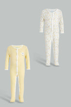 Load image into Gallery viewer, Redtag-Yellow-Elephant-2-Piece-Pack-Sleep-Suit-Rompers-Baby-0 to 12 Months
