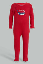 Load image into Gallery viewer, Redtag-Red-And-Blue-Whale-2-Piece-Pack-Sleep-Suit-Rompers-Baby-0 to 12 Months
