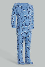 Load image into Gallery viewer, Redtag-Red-And-Blue-Whale-2-Piece-Pack-Sleep-Suit-Rompers-Baby-0 to 12 Months
