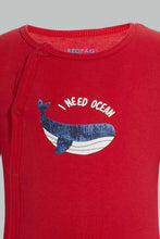 Load image into Gallery viewer, Redtag-Red-And-Blue-Whale-2-Piece-Pack-Sleep-Suit-Rompers-Baby-0 to 12 Months
