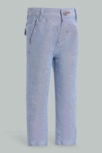 تنزيل الصورة على معرض الصور، Redtag-Blue-Oxford-Chino-Pant-With-Tipping-Pocket-Chino-Trousers-Infant-Boys-3 to 24 Months
