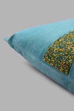 Load image into Gallery viewer, Redtag-Teal-Velvet-Micromink-Cushion-With-Diamonte-Trim-Cushions-Home-Bedroom-
