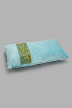 تنزيل الصورة على معرض الصور، Redtag-Teal-Velvet-Micromink-Cushion-With-Diamonte-Trim-Cushions-Home-Bedroom-
