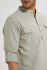 Redtag-Beige-Double-Pocket-Kurta-Casual-Shirts-Men's-