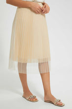 تنزيل الصورة على معرض الصور، Redtag-Gold-Pleated-Mesh-Skirt-Skirts-Women&#39;s-
