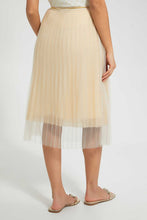 تنزيل الصورة على معرض الصور، Redtag-Gold-Pleated-Mesh-Skirt-Skirts-Women&#39;s-
