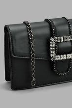 Load image into Gallery viewer, Redtag-Black-Rhinestone-Embellished-Clutch-Clutches-Women-
