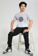 Load image into Gallery viewer, Redtag-White-Tiger-With-Studs-T-Shirt-Embellished-T-Shirts-Senior-Boys-9 to 14 Years
