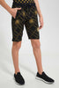 Redtag-Black-Small-Lion-Face-Active-Short-Active-Shorts-Senior-Boys-9 to 14 Years