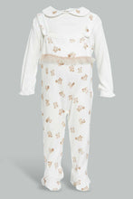 Load image into Gallery viewer, Redtag-Beige-And-White-Bear-Duangree-Sleep-Suit-With-Frill-Sleepsuits-Baby-0 to 12 Months
