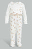 Redtag-Beige-And-White-Bear-Duangree-Sleep-Suit-With-Frill-Sleepsuits-Baby-0 to 12 Months