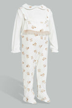 Load image into Gallery viewer, Redtag-Beige-And-White-Bear-Duangree-Sleep-Suit-With-Frill-Sleepsuits-Baby-0 to 12 Months
