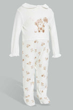 Load image into Gallery viewer, Redtag-Beige-And-White-Bear-Cut-And-Sewn-Sleep-Suit-Sleepsuits-Baby-0 to 12 Months
