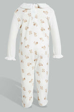 Load image into Gallery viewer, Redtag-Beige-And-White-Bear-Cut-And-Sewn-Sleep-Suit-Sleepsuits-Baby-0 to 12 Months
