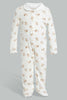 Redtag-Beige-And-White-Bear-Sleep-Suit-Sleepsuits-Baby-0 to 12 Months