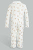 Redtag-Beige-And-White-Bear-Sleep-Suit-Sleepsuits-Baby-0 to 12 Months