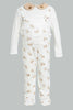 Redtag-Beige-And-White-Bear-Duangree-Sleep-Suit-With-Pocket-Sleepsuits-Baby-0 to 12 Months
